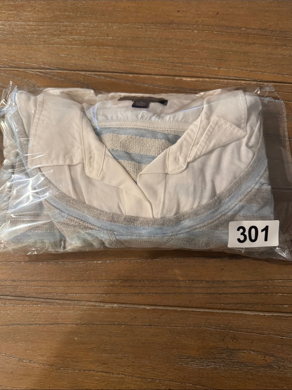 Tommy Hilfiger Light Blue & Cream Striped Layered-Effect Sweater Top - Picture 7 of 7